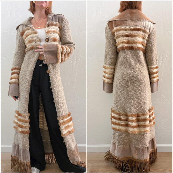 Christian Dior by John Galliano Vintage Fall 2000 Yak Cashmere Knit + Fur Coat - Picture 2 of 13